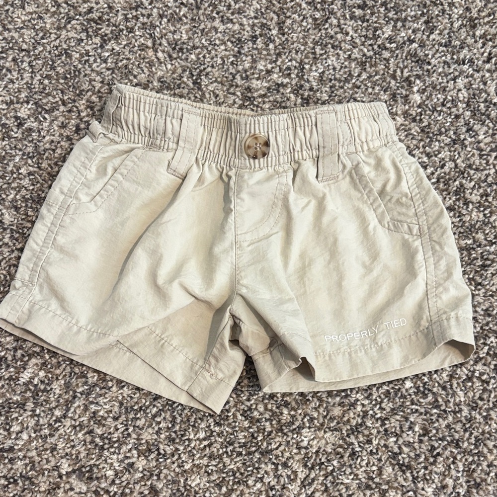 Properly Tied Girls' Khaki Elastic-Waist Shorts